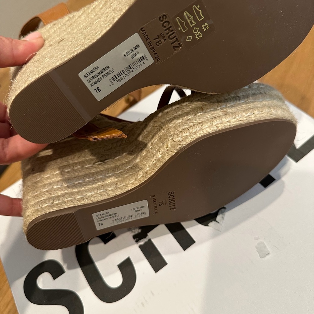 Schutz Nordstrom Women's Brown Wedge Sandals - Picture 4 of 5